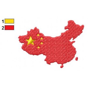 China Flag On Country Map Embroidery Design